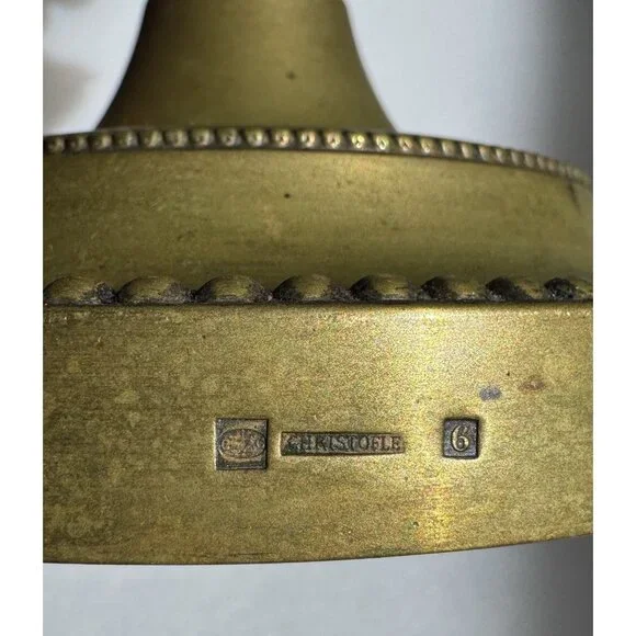 Vintage Christofle Candleholders Antique Brass